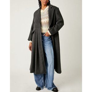 Free People Dark Charcoal Wool Long Coat